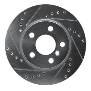 Mini Cooper Brake Rotor (1) - Front Left - R1 Concepts - Drilled & Slotted - Silver - `14-`24